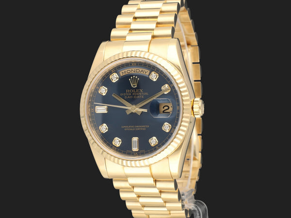Rolex Day-Date 36 Yellow Gold Blue Diamond Dial