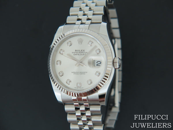 Rolex Datejust Silver Diamond Dial