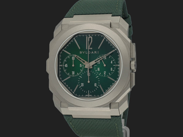 Bulgari Octo Finissimo Green Dial Titanium GMT Limited Edition NEW 42