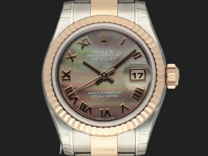 Rolex Lady-Datejust 26 Everose/Steel Black MOP Roman Dial 179171 NEW