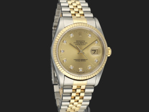 Rolex Datejust Gold/Steel Champagne Diamond Dial 16233