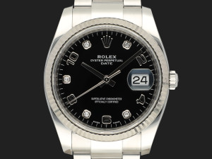 Rolex Date Black Diamond Dial 115234