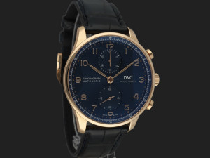 IWC Portugieser Chronograph Rose Gold Blue Dial IW371614 99% NEW