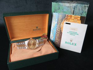 Rolex Datejust 36 Gold/Steel Champagne Diamond Dial 16233