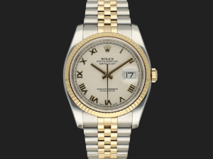 Rolex Datejust Gold/Steel Ivory Pyramid Dial 116233