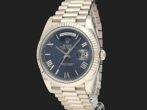 Rolex Day Date 40 White Gold Blue Roman Dial 228239 Horloges Filipucci Juweliers Maastricht