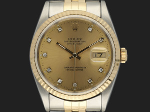 Rolex Datejust Gold/Steel Champagne Diamond Dial 16233