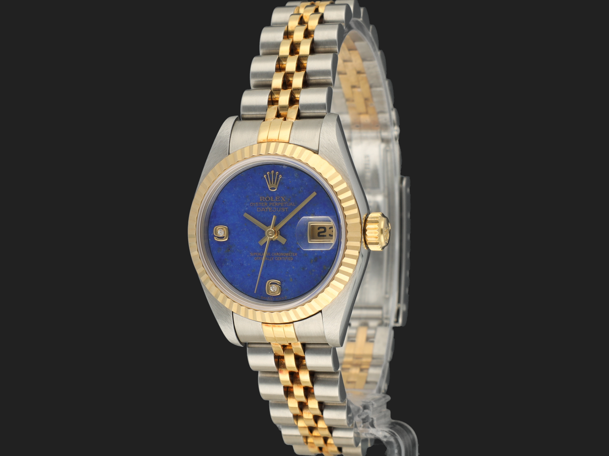 Rolex Lady Datejust 26 Gold Steel Lapis Lazuli Diamond Dial 79173 Watches Filipucci Juweliers