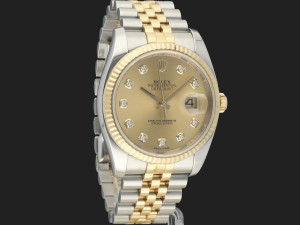 Rolex Datejust Gold/Steel Champagne Diamond Dial 116233