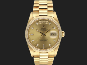 Rolex Day-Date Yellow Gold Champagne Diamond Dial 18238 