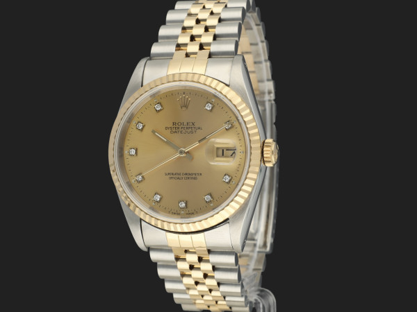 Rolex - Datejust 36 Gold/Steel Champagne Diamond Dial 16233