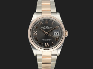 Rolex Datejust 36 Slate Roman Diamond Dial Everose/Steel 126231 NEW