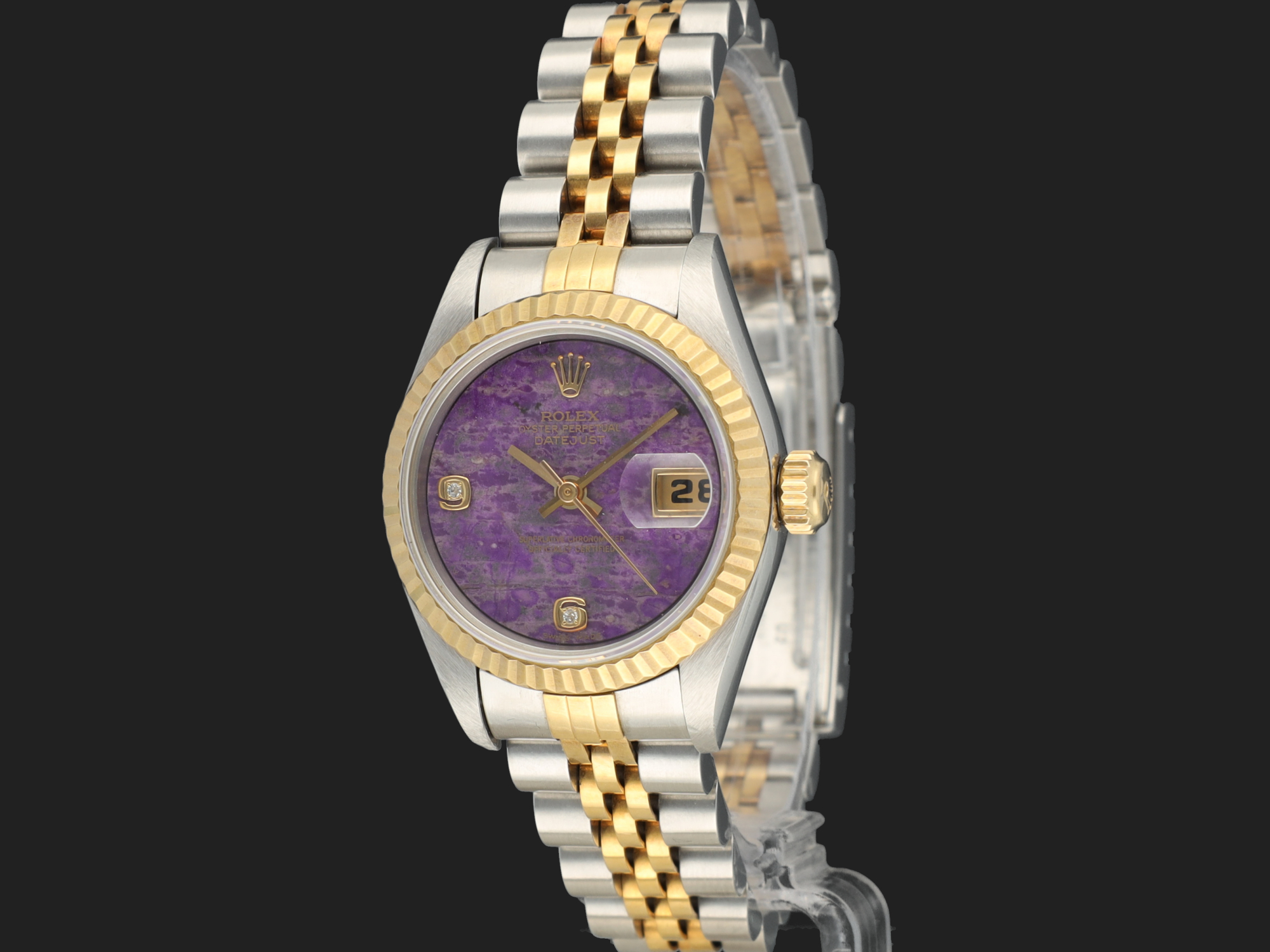 Rolex Lady Datejust Gold Steel Purple Sugilite Dial 69173 Watches Filipucci Juweliers