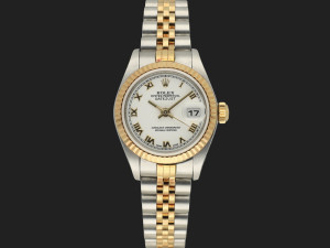 Rolex Lady-Datejust 26 Gold/Steel White Roman Dial 79173