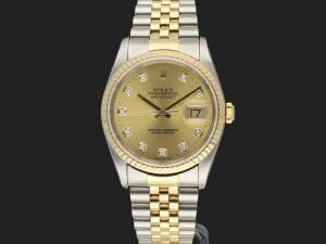 Rolex Datejust Gold/Steel Champagne Diamond Dial 16233