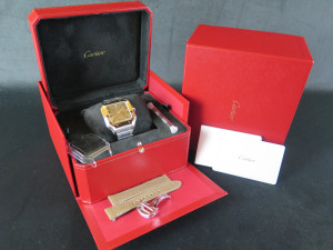 Cartier Santos Large Date Gold/Steel Slate Dial W2SA0030 NEW