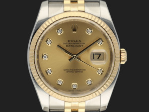 Rolex Datejust Gold/Steel Champagne Diamond Dial 116233