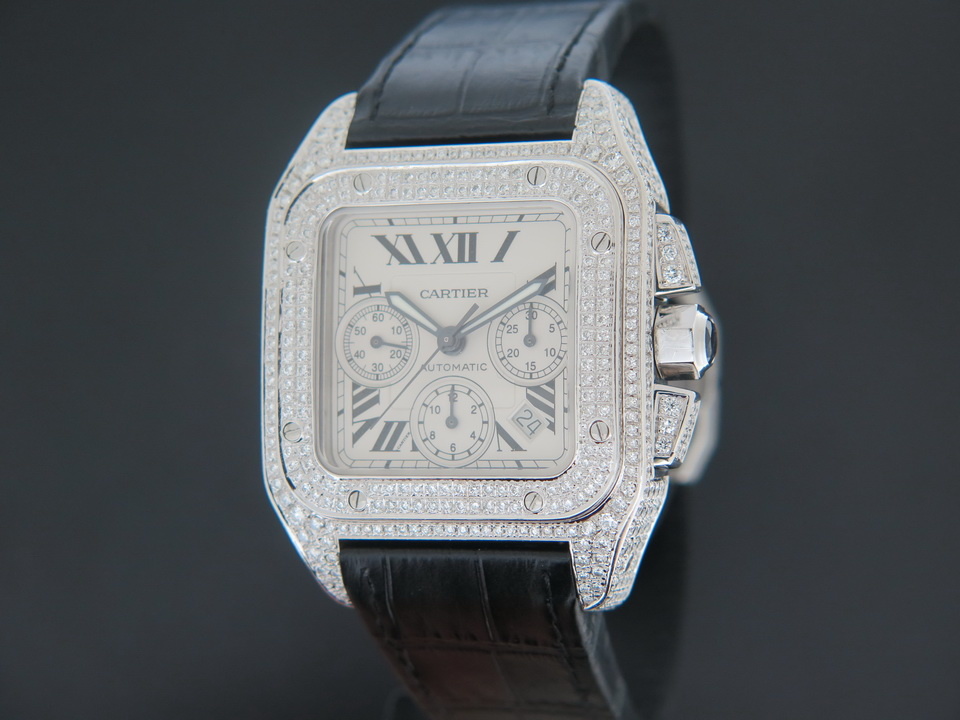 Cartier Santos 100 XL Chronograph Diamonds Watches Filipucci