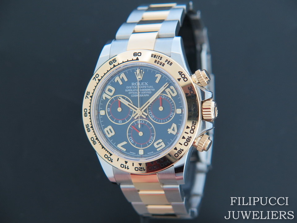 Rolex Daytona Gold Steel NEW 116503 Blue Dial Watches Filipucci Juweliers