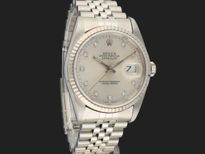 Rolex Datejust 36 Silver Diamond Dial 16234