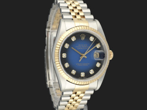 Rolex Datejust Gold/Steel Blue Vignette Diamond Dial 16233 