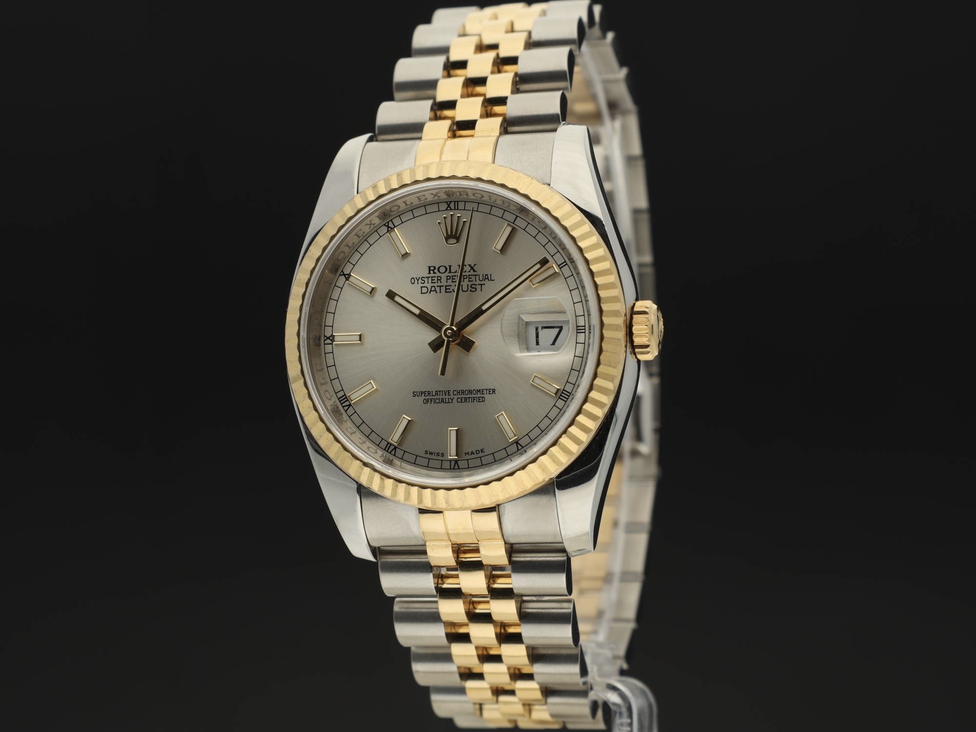 Rolex Datejust Gold Steel Silver Dial 116233 Horloges