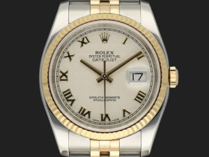 Rolex Datejust Gold/Steel Ivory Pyramid Dial 116233