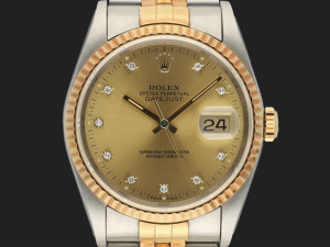 Rolex Datejust Gold/Steel Champagne Diamond Dial 16233