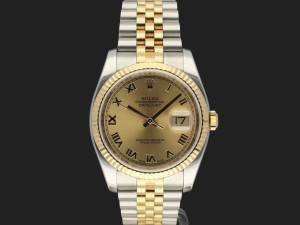 Rolex Datejust Gold/Steel Champagne Roman Dial 116233 