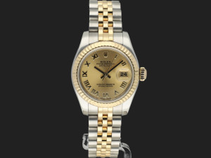 Rolex Lady-Datejust 26 Gold/Steel Champagne Roman Dial 179173