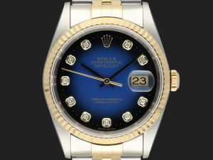 Rolex Datejust Gold/Steel Blue Vignette Diamond Dial 16233 