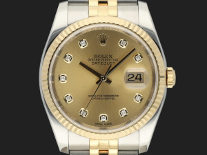 Rolex Datejust Gold/Steel Champagne Diamond Dial 116233