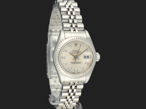 Rolex Lady-Datejust 26 Silver Diamond Dial 69174