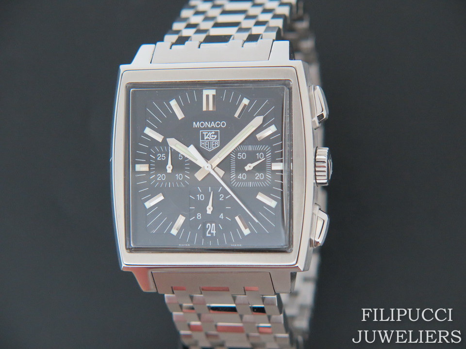 Tag Heuer Monaco Chronograph Black Dial CW2111 Horloges Filipucci Juweliers Maastricht