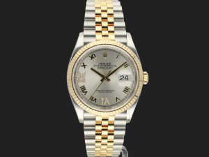 Rolex Datejust Gold/Steel Silver Diamond Dial 126233