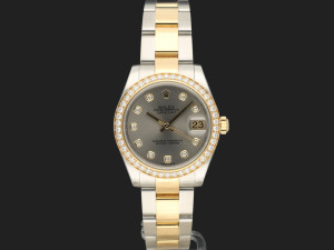 Rolex Datejust 31 Gold/Steel Grey Diamond Dial / Diamond Bezel 178383