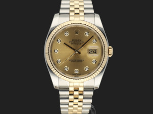 Rolex Datejust 36 Gold/Steel Champagne Diamond Dial 116233