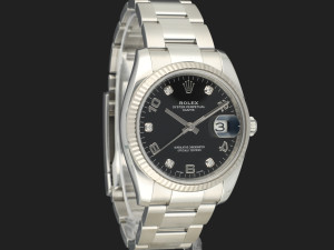 Rolex Date Black Diamond Dial 115234