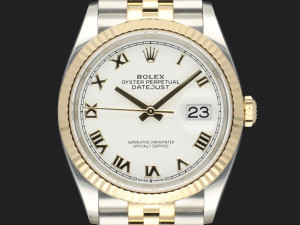 Rolex Datejust Gold/Steel White Roman Dial 126233