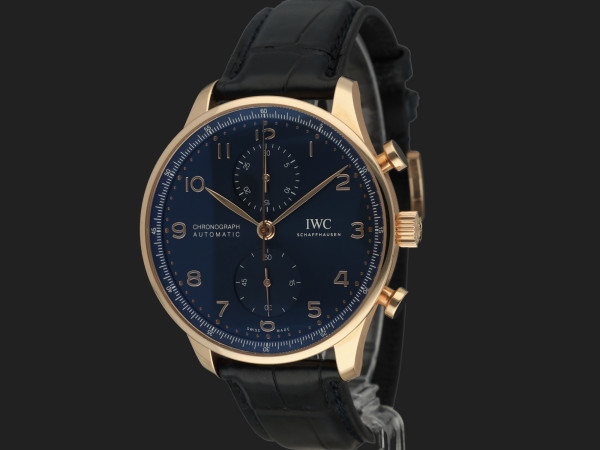 IWC - Portugieser Chronograph Rose Gold Blue Dial IW371614 99% NEW