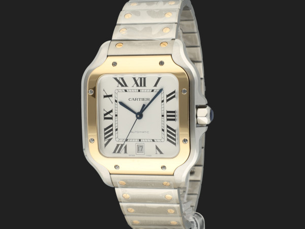 Cartier - Santos Large Gold/Steel Roman Dial W2SA0009 99% NEW