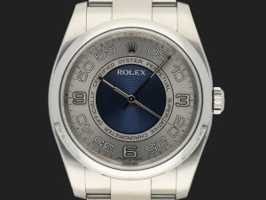 Rolex Oyster Perpetual Silver Blue Concentric Dial 116000