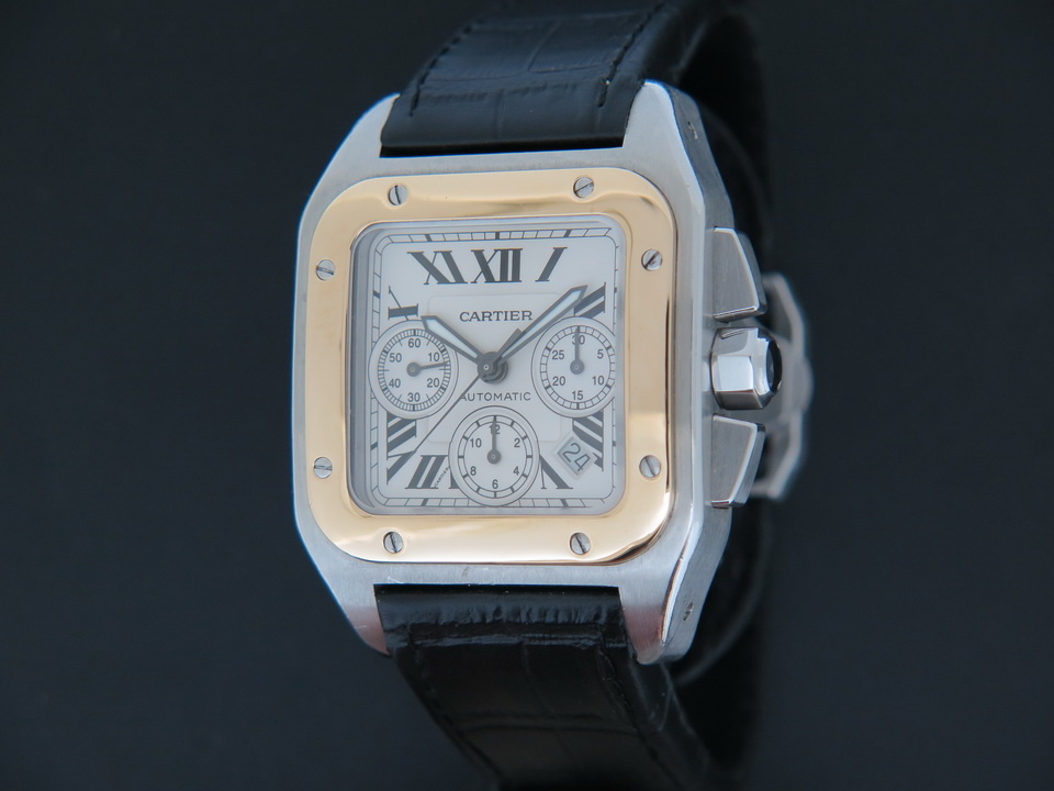 Cartier Santos 100 XL Chronograph Gold Steel W20090X8 Watches