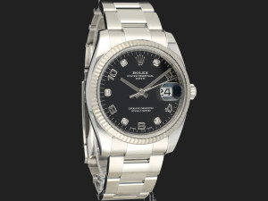 Rolex Date Black Diamond Dial 115234