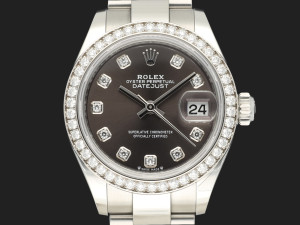 Rolex Lady-Datejust 28 Dark Grey Diamond Dial / Diamond Bezel 279384RBR