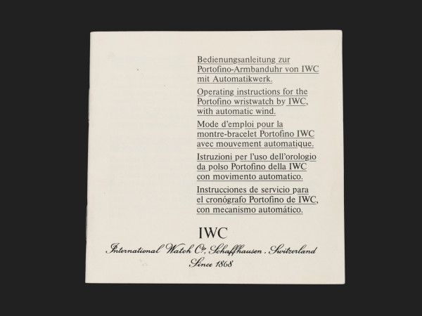 IWC - Portofino Operating Instructions Booklet 