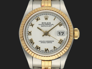 Rolex Lady-Datejust 26 Gold/Steel White Roman Dial 79173