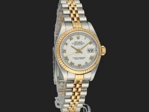 Rolex Lady-Datejust 26 Gold/Steel White Roman Dial 79173