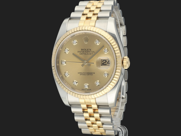 Rolex - Datejust Gold/Steel Champagne Diamond Dial 116233