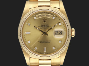 Rolex Day-Date Yellow Gold Champagne Diamond Dial 18238 